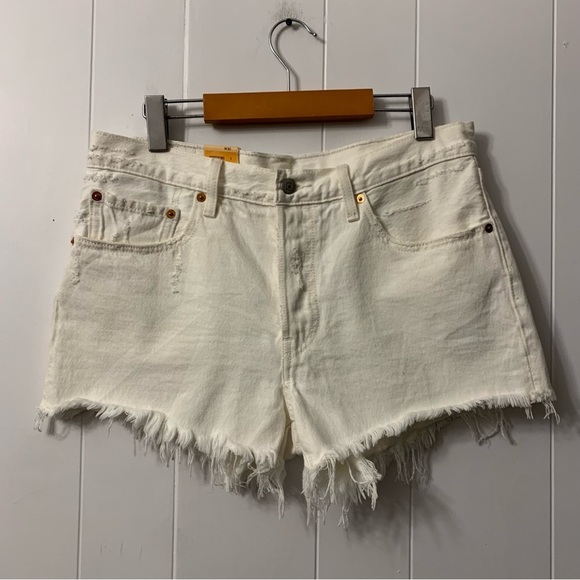Levi's Pants - New Levi’s 501 Denim Shorts White Distressed 323170040 Button Fly Retro